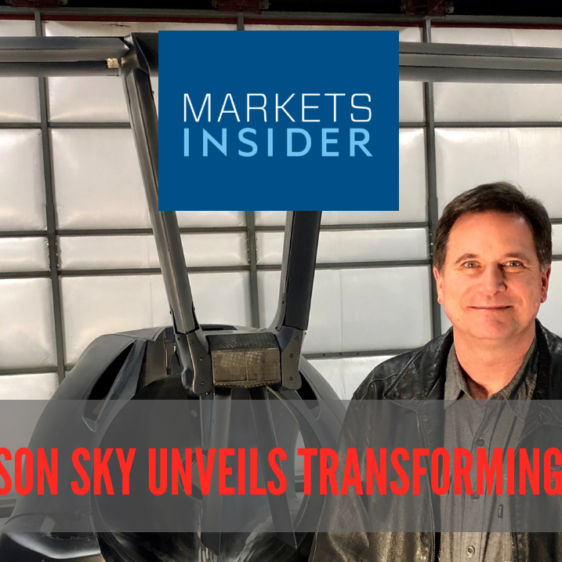 Samson Sky Tail Story Market Insider Logo with Sam Bousfeild with switchblade