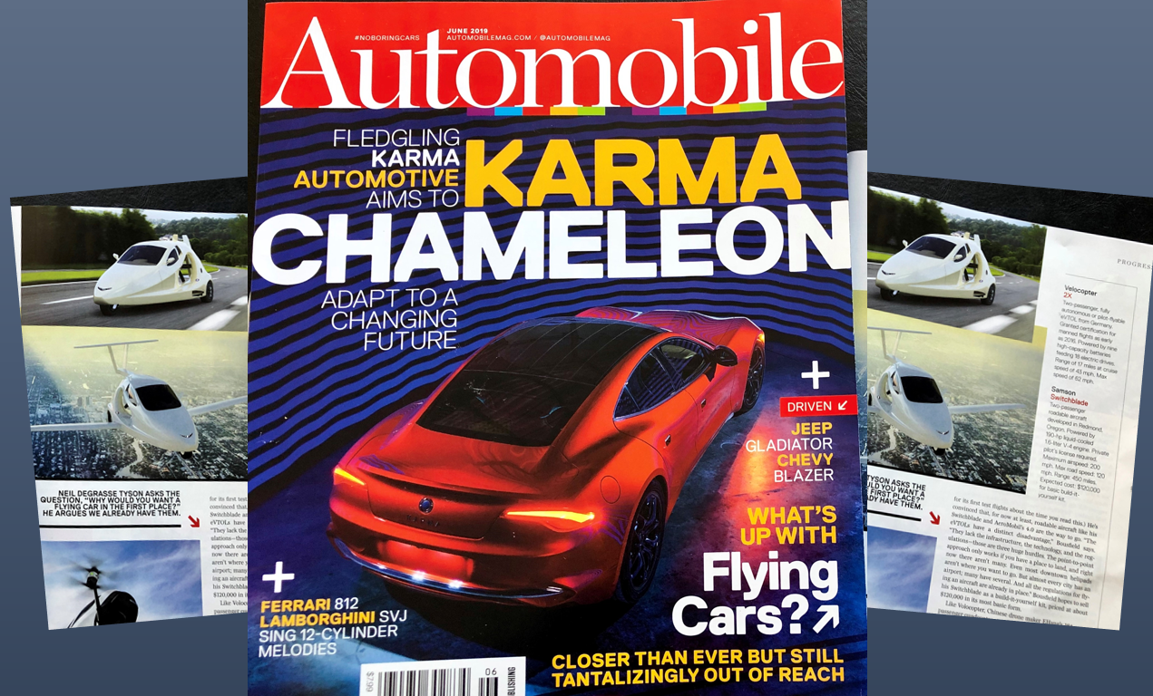 automobile magazine with flying cars article