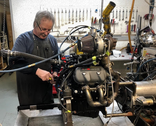 A man working on the Switchblade engine