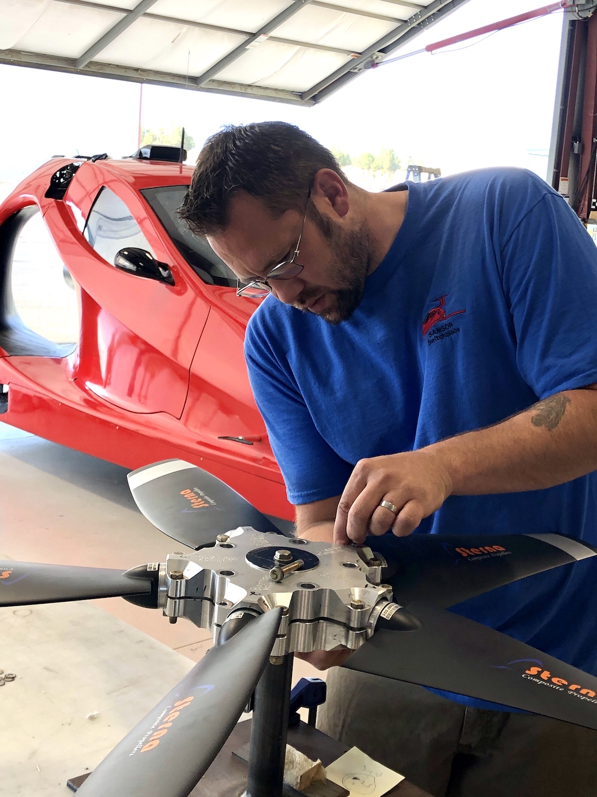a man working on a propeller