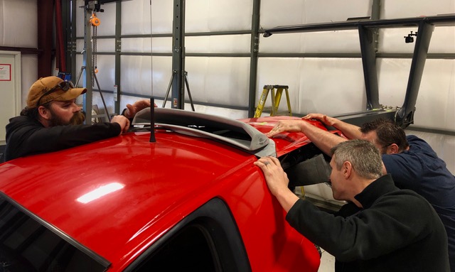 fitting air scoop onto roof 4.27.22