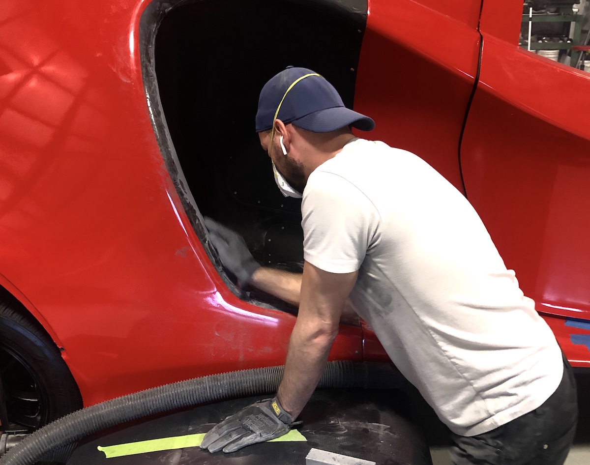 sanding on the rear duct 4.20.22 sanding on the rear duct